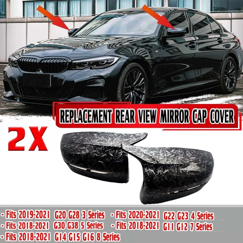 

Forged Pattern Ox Horn Side Door Rearview Mirror Cover Cap For BMW 4 5 7 8 Series G30 G11 G12 Mirror Cover Replace