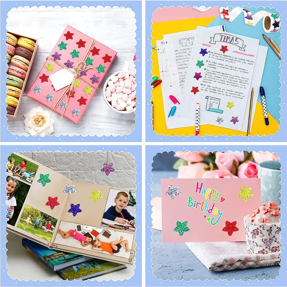 500 Шт. Канцелярские Наклейки Со Сверкающими Звездами Вырезанные Лазером 1 0 Дюйма/2