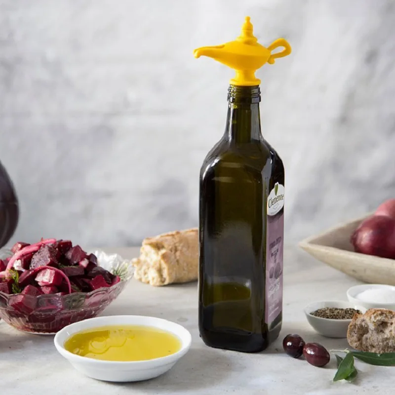 

Oiladdin Oil Pourer and Stopper, Silicone Oil Pour Spout for Olive Oil, Aladdin Lamp Design Oil Dispenser Bottle Stopper