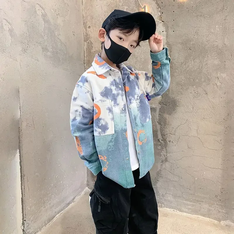 Детская Хлопковая кофта с принтом на возраст 5-14 лет