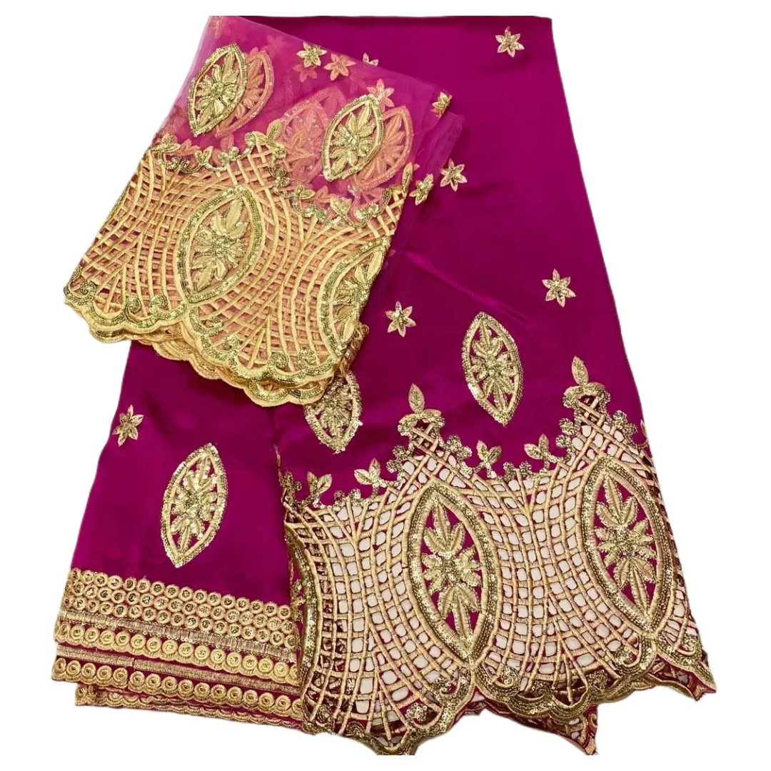 Нигерийская кружевная ткань с орнаментом Джордж диаметром 5 + 2 ярда