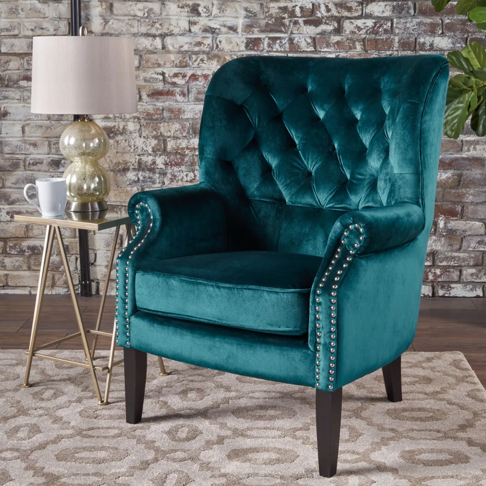 

Noble House Taressi Teal Fabric Club Chair, Green