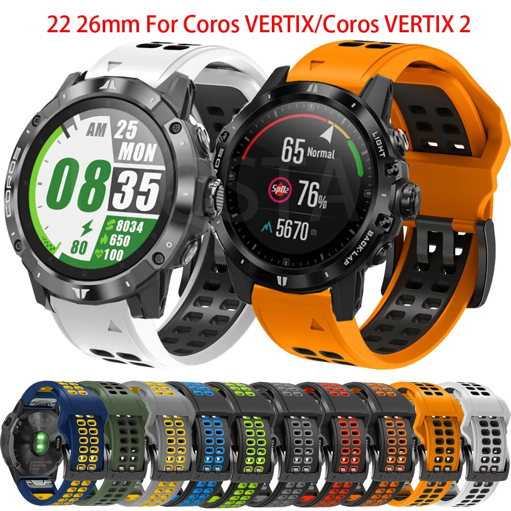 

22 26mm Smart Watch Strap For Coros VERTIX2 Vertix 2 Smartwatch Silicone Quick Easy Fit For Garmin Fenix 7 7X Wristband Bracelet
