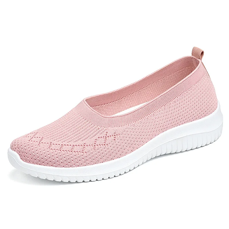 2023 Spring Mesh Shoes for Women Summer Breathable Leisure Loafer Cloth Shoes Ladies Soft Sole Mother's Shoes Pink Design Shoes