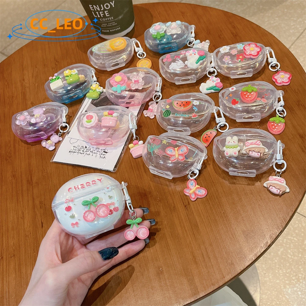 Для OPPO Enco Air2 чехол милый прозрачный брелок в виде вишни винограда милая Клубника