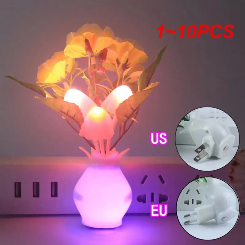 

1~10PCS LED Night Light With Auto Sensor Energy Saving Plug in LED Night Light Dream Nightlight Rose Flower Mushroom Night