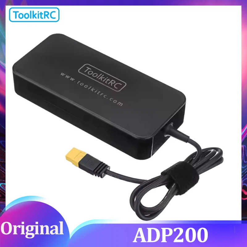 Фото Адаптер питания ToolkitRC ADP200 AC, 200 Вт, выход XT60, 19,5 В, 10,3 А, для RC, iSDT, GTPower, HotRC, SkyRC