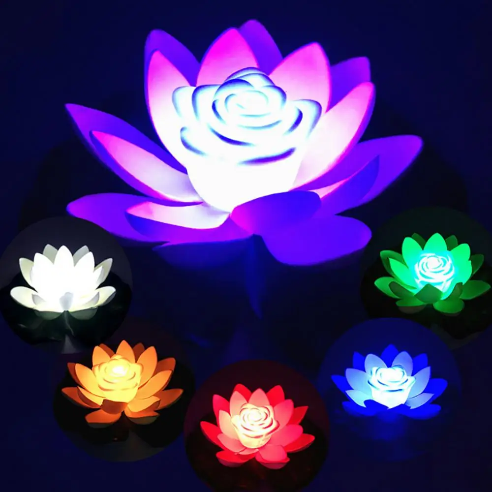 

LED Energy Saving Solar Powered Night Light Lamp 18/28cm Artifical Floating Lotus Lotus Garden Pool Pond Fountain Decoration