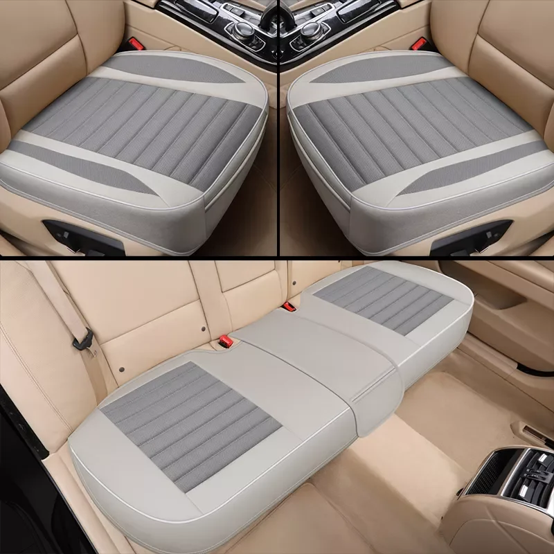 

NEW2023 3D Universal Flax Car Seat Cover Breathable Auto Seat Cushion Protector Front Rear Adjustable Automobile Chair Pad Mat