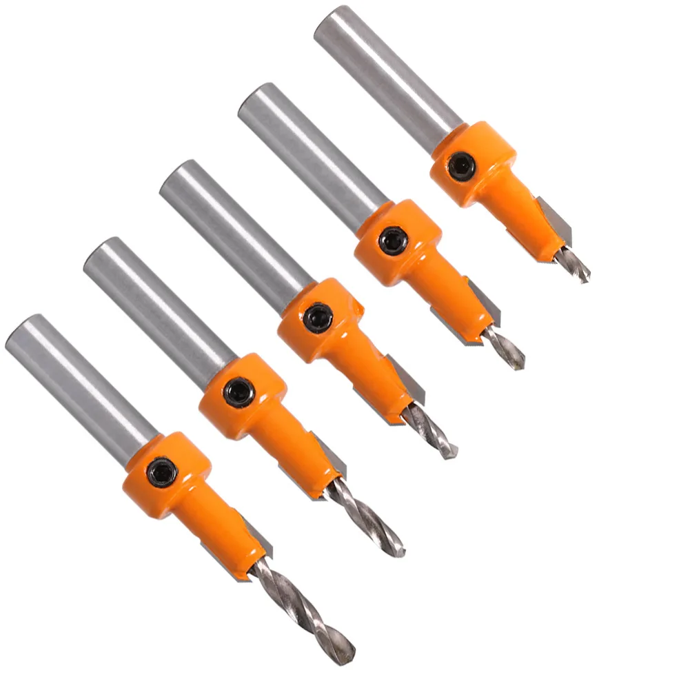 

8/10mm Step Drill Woodworkiing Hss Shank 5pcs Drilling Chamfer Hole Opener Set Countersink Router Bit Set Screw Extractor
