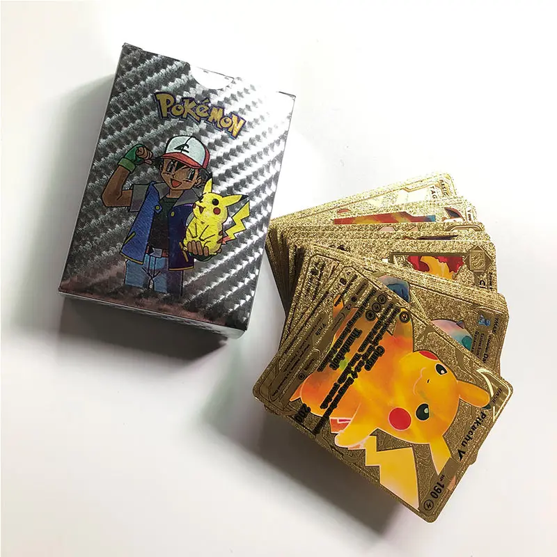 

Новинка, карты Pokemon из Испании, металлическая карта высокого качества, V-образная карта, желтая карта Vmax, Детская Фотокарта