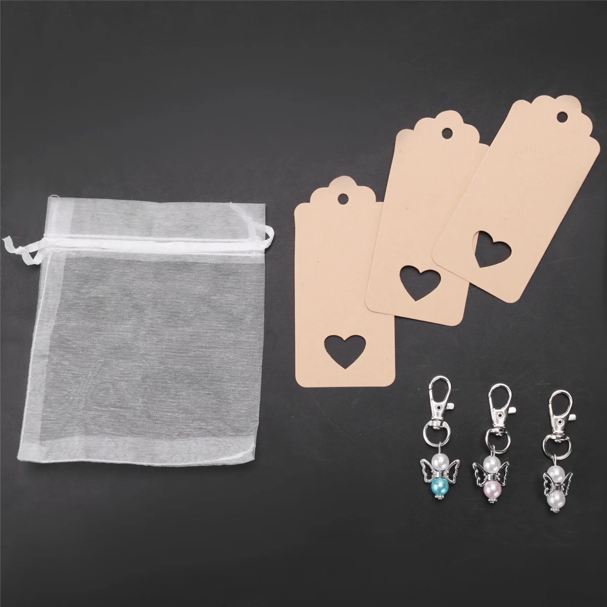 

Pendant,with Star Pendant Keychain Lucky Favors Wedding Baptism Girl with Organza Bag