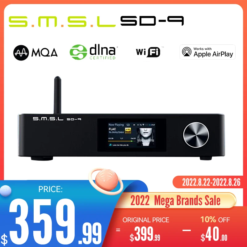 SMSL SD-9 MQA HIFI Network Music Player SD9 Support  DSD, WAV APE,FLAC AIFF, MP3 Desktop Player