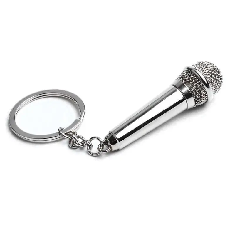 

Fashion Silver Microphone Keyring Rock Rapper Music Keychain Keyfob Jewelry Gift