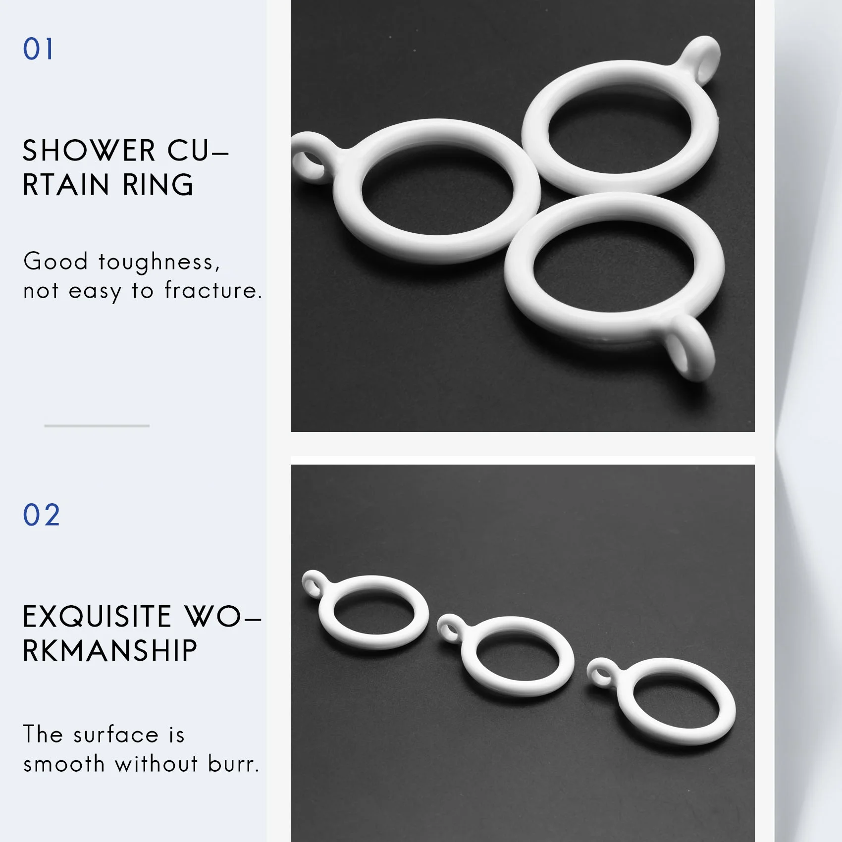 20 белых внутренних пластиковых кольца для штор диаметром 25 мм