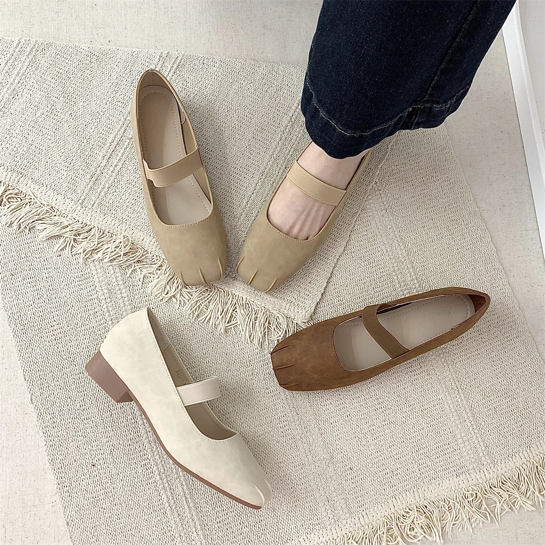 2024 осенняя модная балетная женская обувь на плоской подошве в стиле ретро