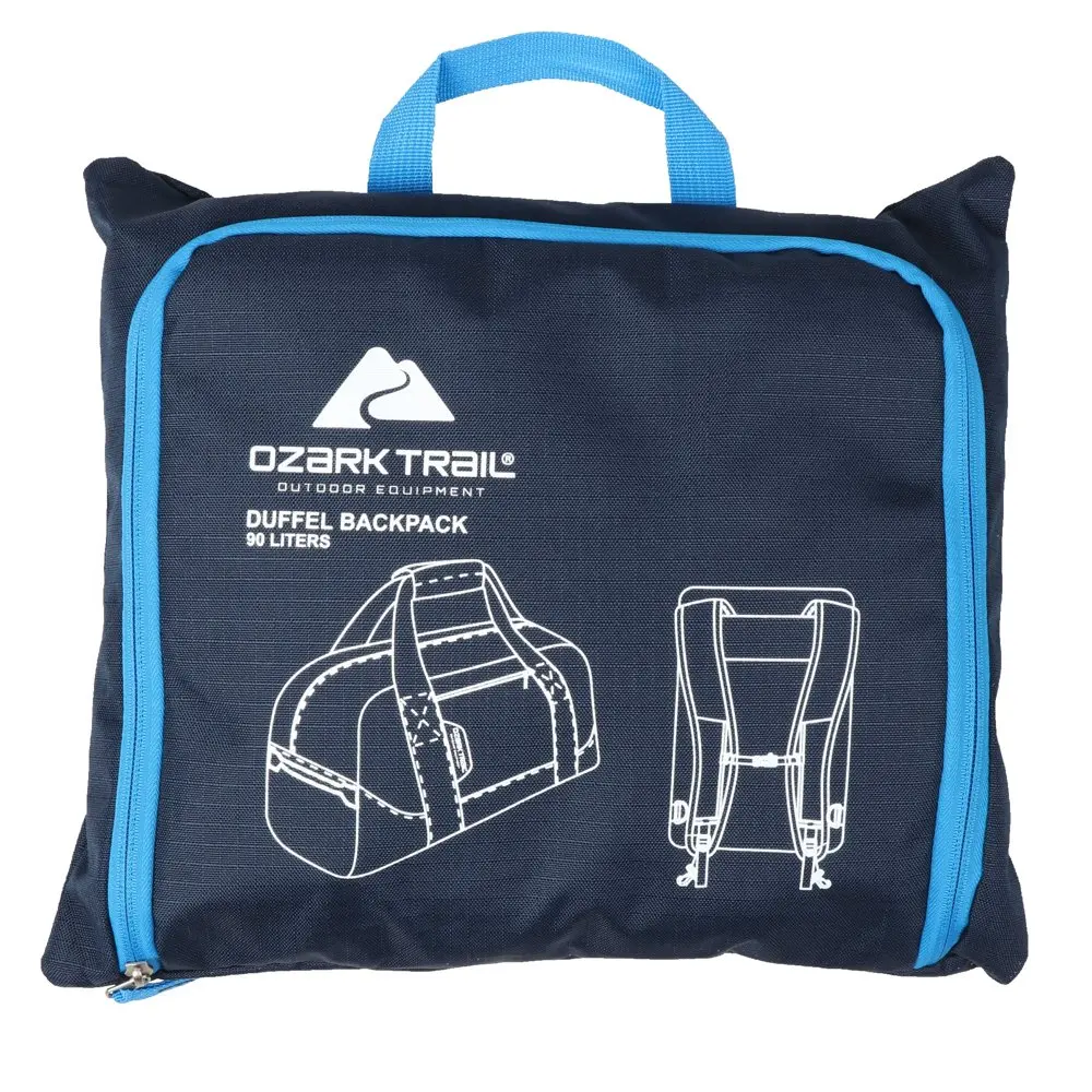 Camping Carry-All 90L Duffel with Backpack Straps, Blue