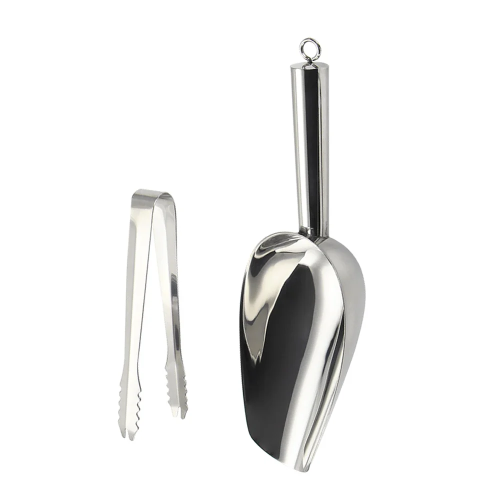 

1 Set Stainless Steel Ice Cube Scoop and Tongs Ice Cube Shovel and Clips
