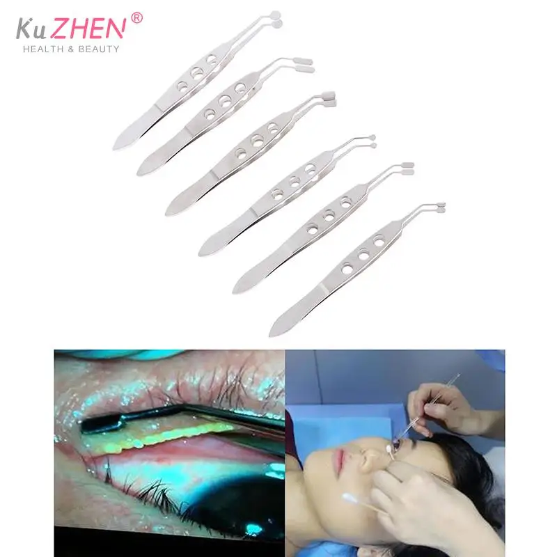6Optional Ophthalmic Tweezers Clamp Metal Palpebral Gland Massage Meibomian Flap Eyelid Forcep Clip Eye Apparatu Medical Surgery - купить по