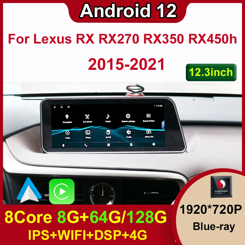 

Android 12 Qualcomm 8 + 128G для Lexus RX RX200t Rx300 Rx350 Rx400 автомобильный Dvd-плеер для автомобиля навигация Мультимедиа Стерео