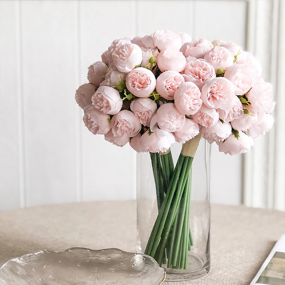 

27 букет чайных и роз, имитация цветов для празднования свадьбы, Ручные цветы, украшение для дома, композиция, реквизит для фотосъемки