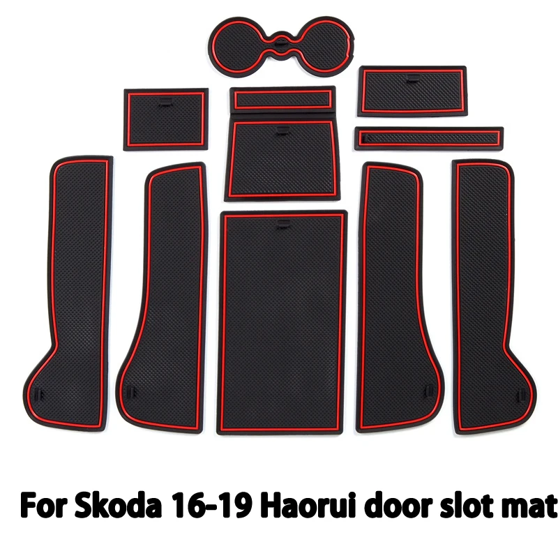 Фото Подходит для Skoda 16-19: коврик для дверных ниш Haorui, модифицированный органайзер для подлокотника, противоскользящий коврик для багажного отсека SUPERB №1
