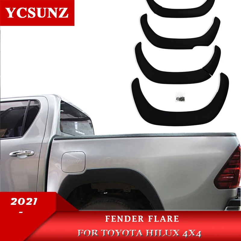 

Fender Flares For Toyota Hilux 2021 2022 Double Cabin 4X4 Accessories Black Mudguards Wheel Arch YCSUNZ