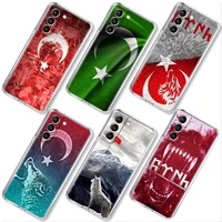 turkey flag and wolf case for samsung galaxy s22 s21 s20 fe s10 plus s9 soft phone coque note 20 ultra 10 9 transparent capa