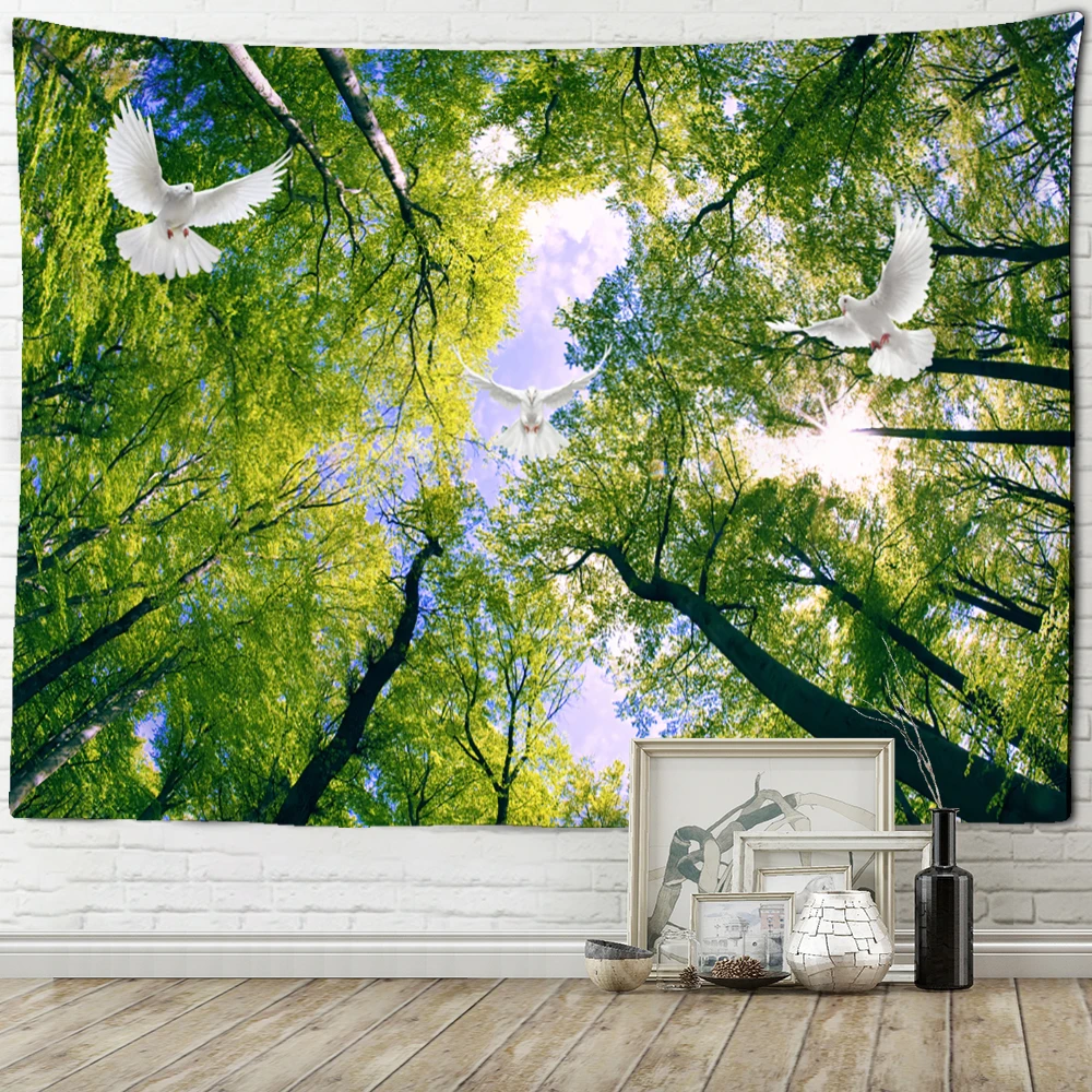 

Tree Top Sky Forest Tapestry Wall Hanging Nature Plant Landscape Tapiz Art Room Dorm Aesthetic Room Home Decor