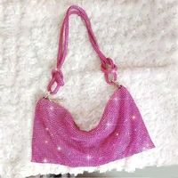 jiomay luxury designer handbags 2022 women glitter rhinestone shoulder bags fashion female handmade knotted mesh purse hobo bags