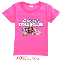 2022 summer gabbys dollhouse t shirt kids gabby cats clothes boys short sleeves tshirts children casual tops baby girls clothes