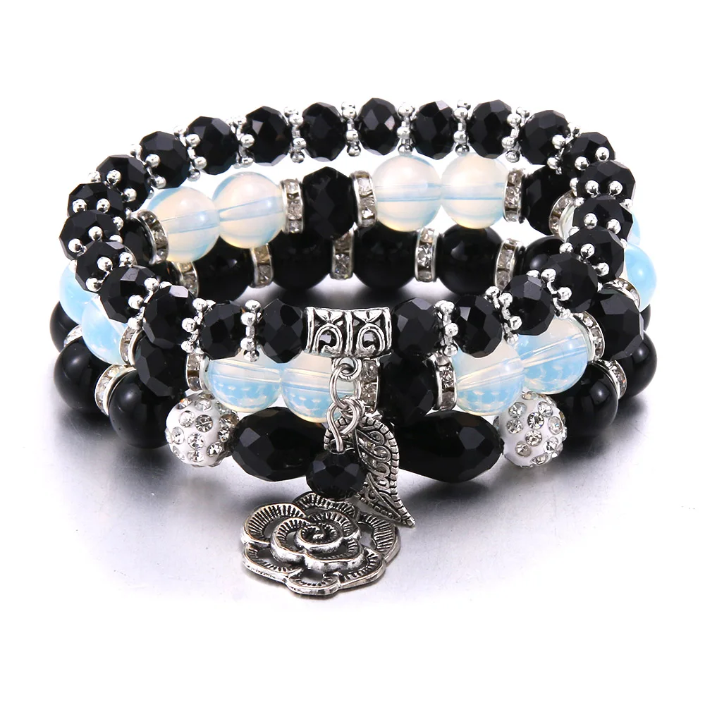 3 шт. женский эластичный браслет с бусинами |