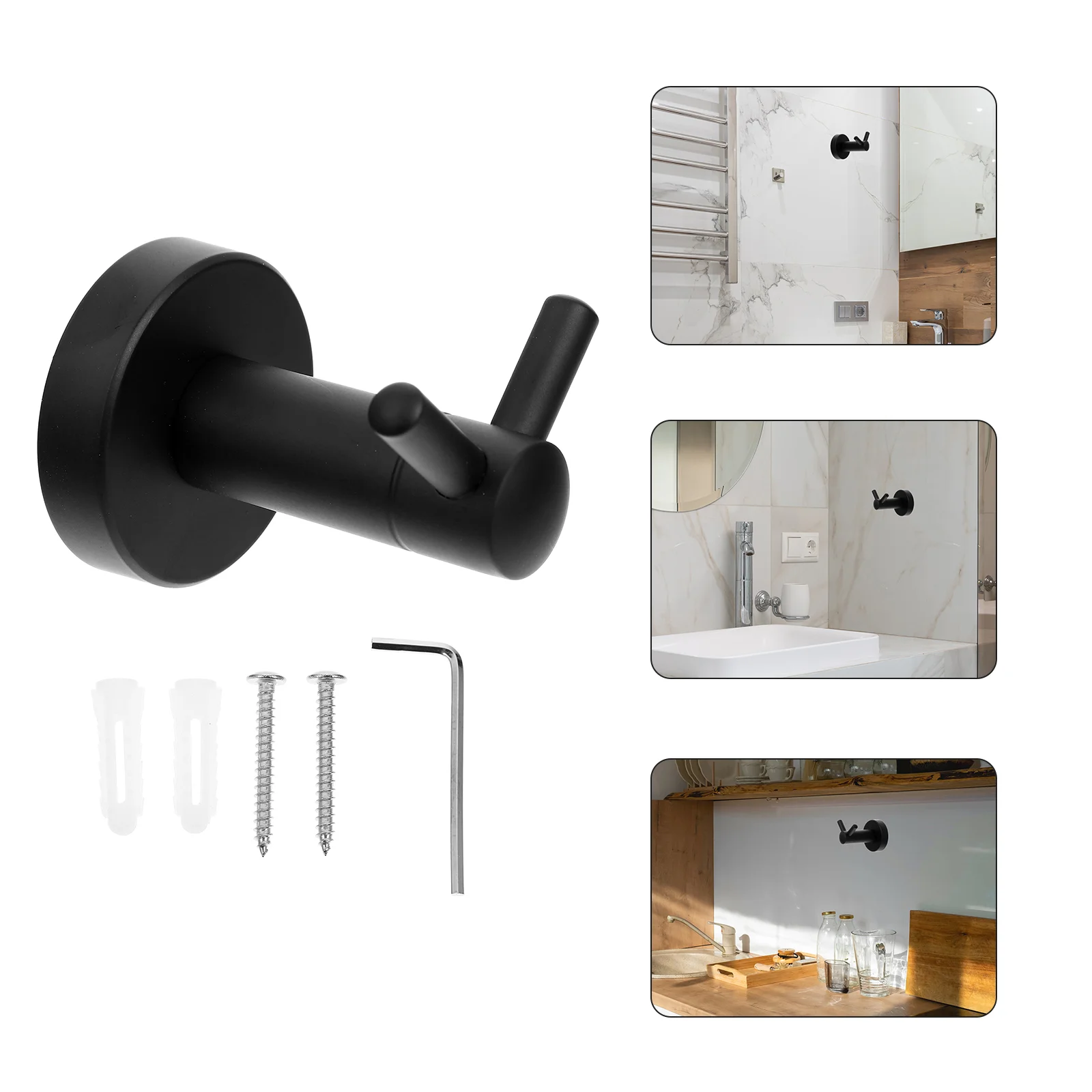 

1 Set Double Head Wall Hook Stainless Steel Storage Hook Sundries Clothing Organizer