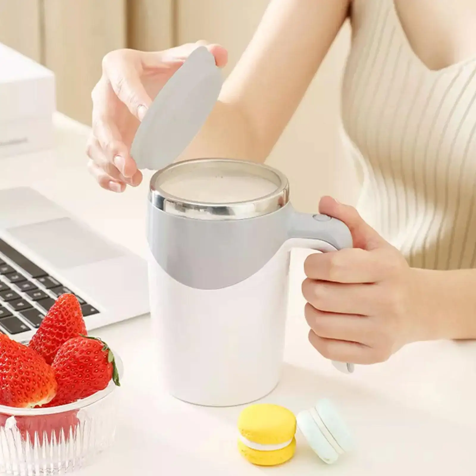 

Automatic Self Stirring Magnetic Mug Stainless Steel Coffee Temperature Mixer Smart Mixing Cup Thermal Difference Blender C F3R6