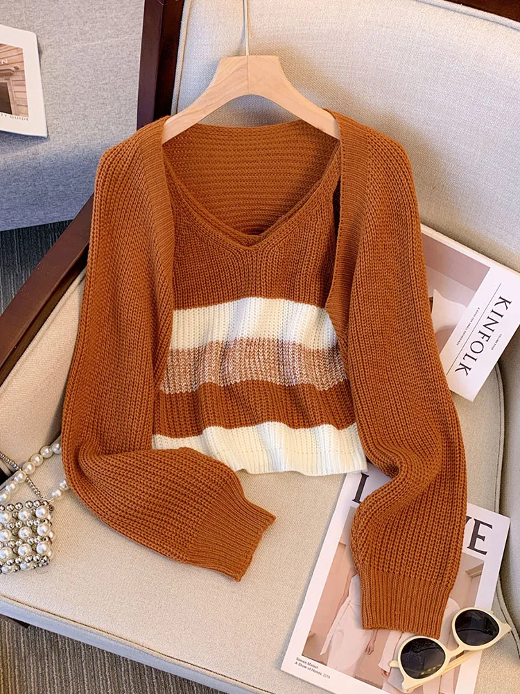 Модные комплекты из двух предметов для женщин классический полосатый дизайн