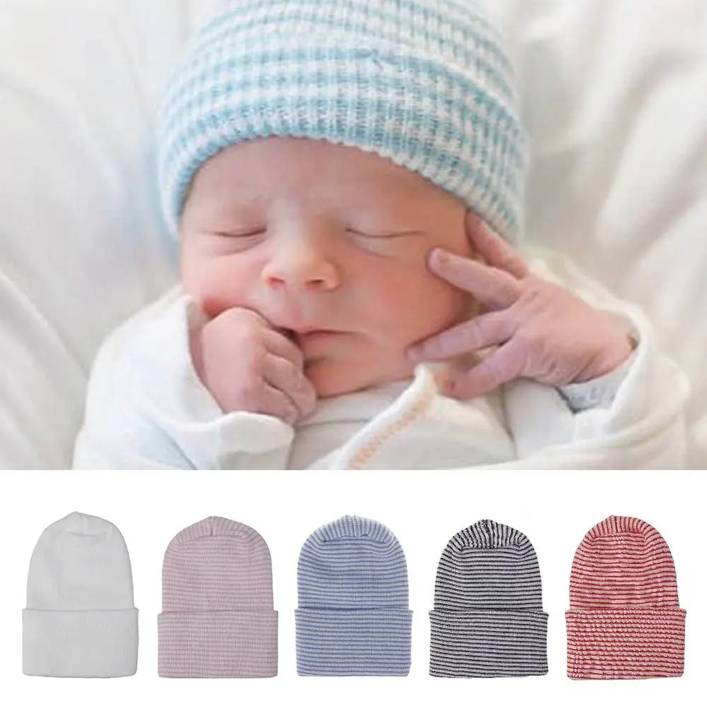 

Baby Boy Girl Hat Infant Striped Fetal Hospital Cap Soft Turban Newborn Nursery Cap Kids Outdoor Casual Beanie Hat Headwrap