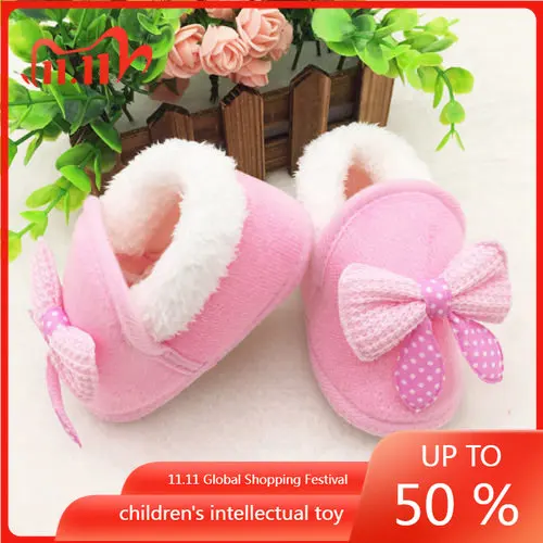 

2022Newborn Baby Shoes Infant Girl Snow Boots Kid Baby Winter Fur Prewalker Warm Crib Shoes First Walker