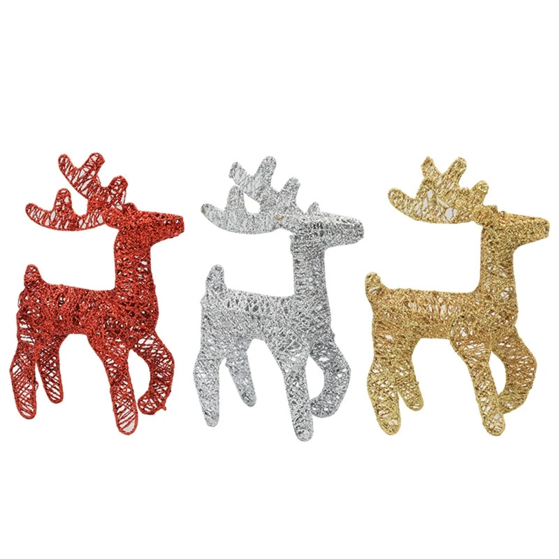 

Metal Christmas Reindeer Decorative Stand Deer Xmas Ornament for Creative Cute Solid Color Elk for Holiday Decoration Pr