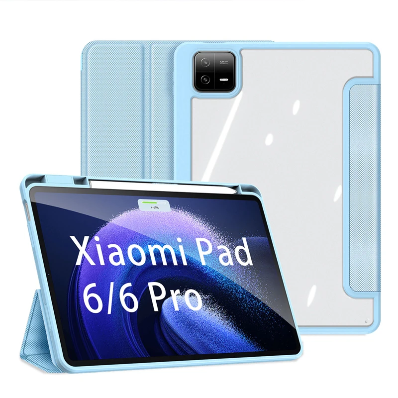 

Чехол для Xiaomi Mi Pad 6 6 Pro, умный чехол-книжка из искусственной кожи с подставкой тройного сложения и держателем для карандашей, чехол для Xiaomi Pad 6 Pro