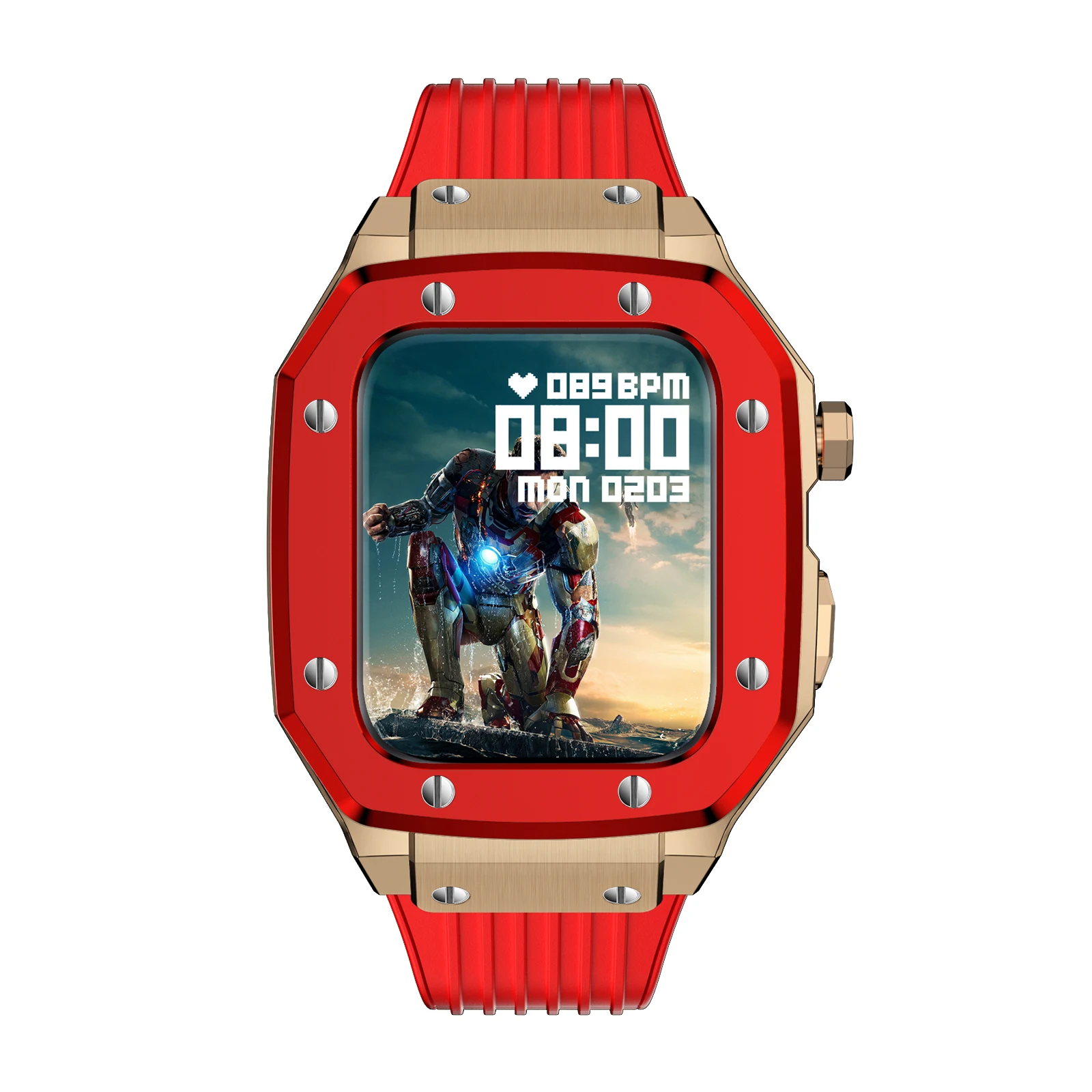 Modification Mod Kit for Apple Watch Band Case 7 6 5 SE 44MM 45MM Silicone Strap Metal Frame Accessories For iWatch Series