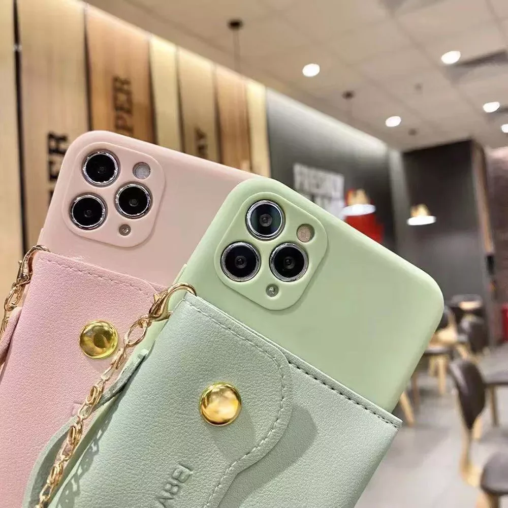 

iPhone 13 12 11 Pro Max 12 Mini XR XS Max 7 8 Plus SE 2020 Soft TPU Case Woman Handbag Phone Case With Card Holder New Cover