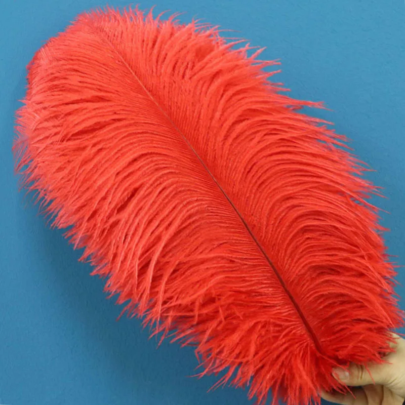 

100 шт., красные Страусиные хвостовые перья, 35-40 см