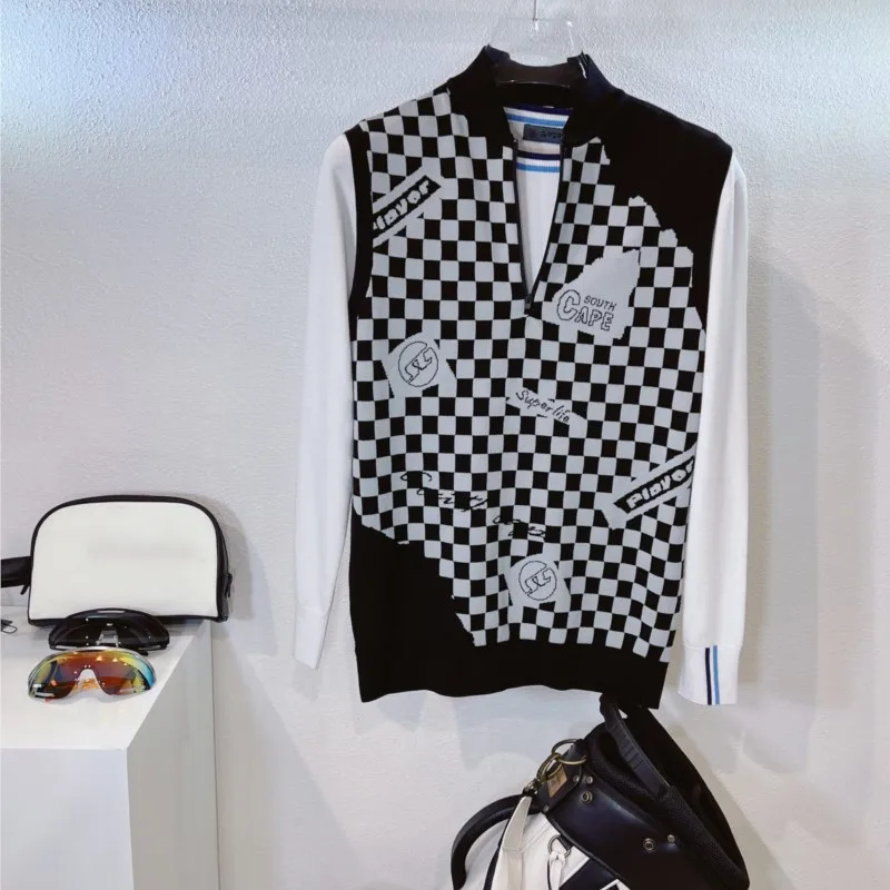 Men's V-Neck Solid Color Vest Cardigan Blue Sleeveless Simple Knitted Vest Casual