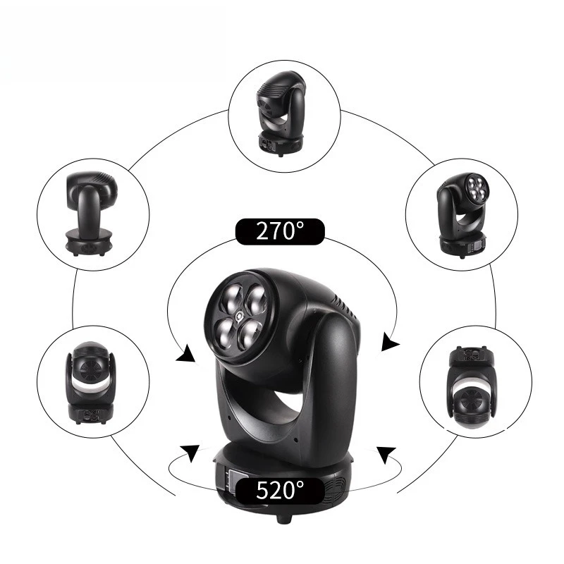 Фото Светодиодный прожектор 4 Eyes Bee Eye Zoom Moving Head с полноцветной LED-подсветкой для танцевальных залов, прямых трансляций, баров, вечеринок, сценической атмосферы №3