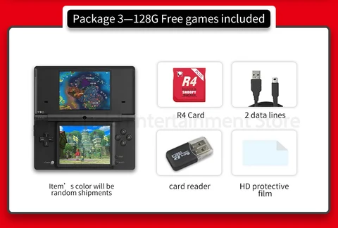 Оригинал, используется для игровой консоли DSi для игры DSi, с настройкой карты памяти R4 + 128 Гб/Включая 7320 бесплатных игр