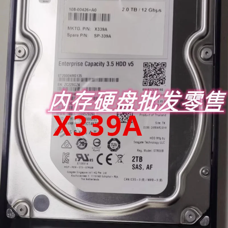 

Original Almost New Hard Disk For NETAPP 2TB SAS 3.5" 7.2K 64MB Server HDD For SP-X339A X339A 108-00426