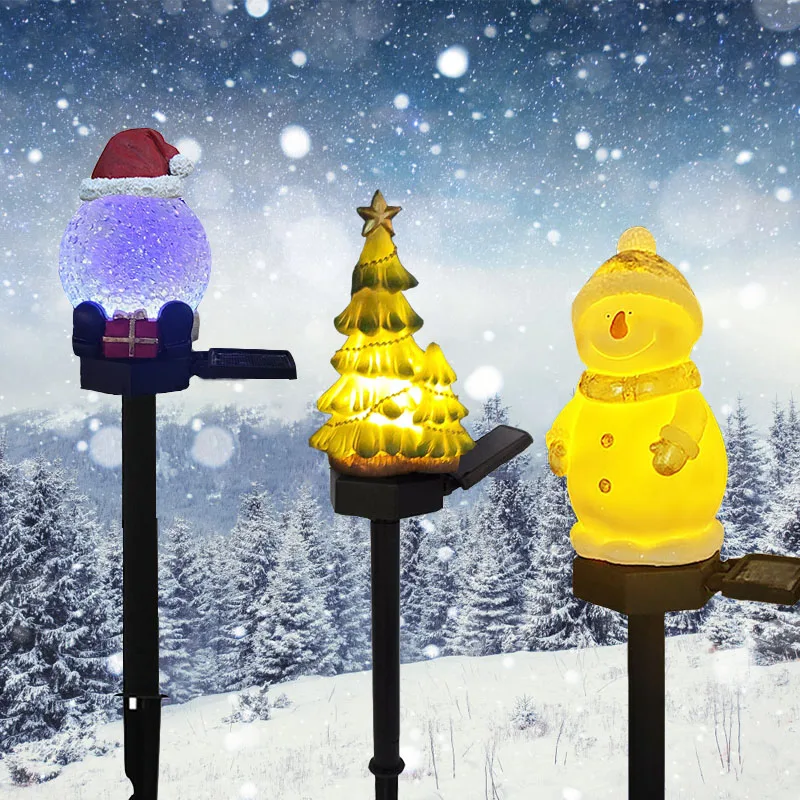 

Solar Christmas Figurine Lights Outdoor Waterproof Garden Light Santa Claus Snowman Xmas Tree Lawn Lamp for Patio Yard Holiday