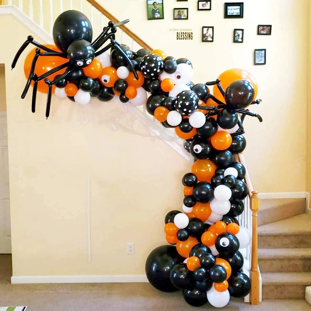 

Halloween black and orange spider polka dot latex balloon set package ghost festival party decoration