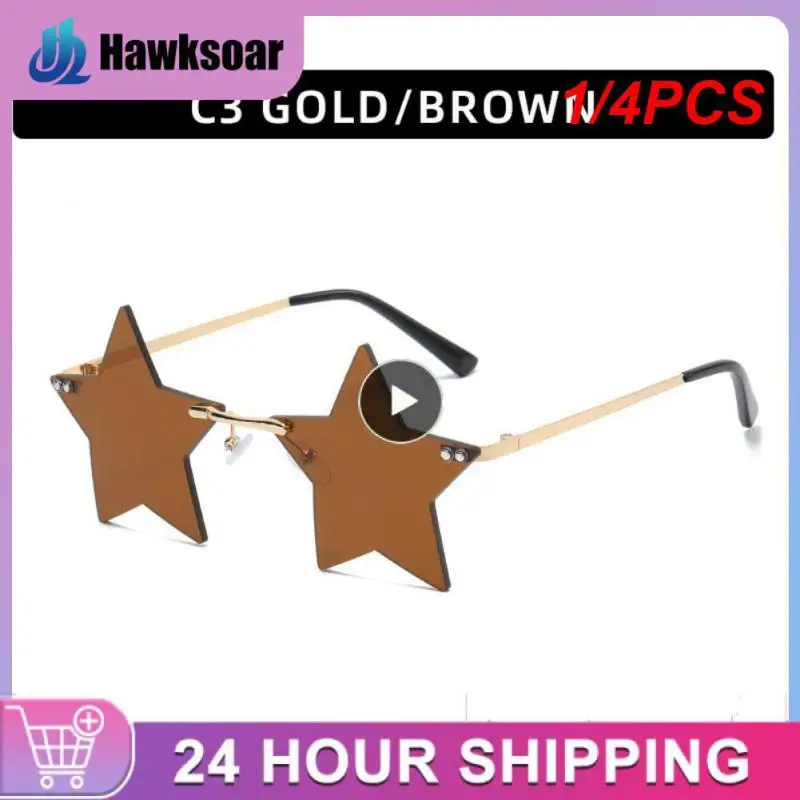 

1/4PCS Rimless Star Shape Sunglasses Trendy Sun Glasses Party Glasses Funny Pentagram Eyewear Christmas Decoration Eyeglasses
