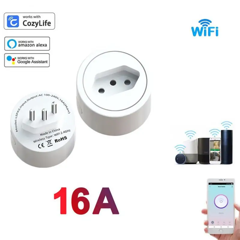 

Смарт-розетка с поддержкой Wi-Fi и голосового управления, 16 А